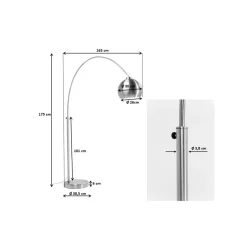 KARE Design Lampadaire Lounge 175cm Gris Métallique ^ Lampadaire
