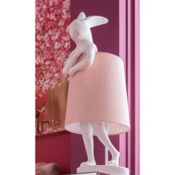 KARE Design Lampe Animal Lapin Blanche Et Rose 68cm ^ Lampe De Table