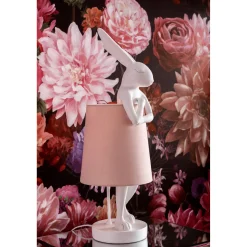 KARE Design Lampe Animal Lapin Blanche Et Rose 68cm ^ Lampe De Table