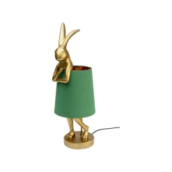 KARE Design Lampe Animal Lapin Dorée Et Verte 68cm ^ Lampe De Table