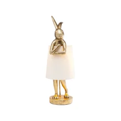 KARE Design Lampe Animal Lapin Dorée Et Beige 68cm ^ Lampe De Table