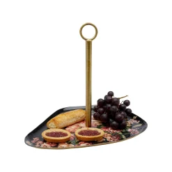 KARE Design Plateau Noir Et Doré Fleurs Roses ^ Vaisselle