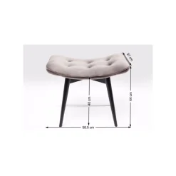 KARE Design Repose-pieds Vicky Velours Gris ^ Tabouret & Pouf