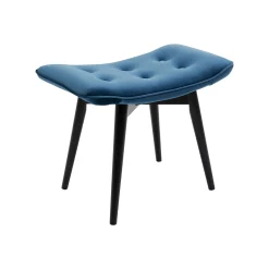KARE Design Repose-pieds Vicky Velours Bleu Pétrole ^ Tabouret & Pouf