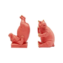 KARE Design Serre-livres Hippopotames Roses Set De 2 ^ Serrelivres