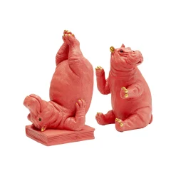 KARE Design Serre-livres Hippopotames Roses Set De 2 ^ Serrelivres