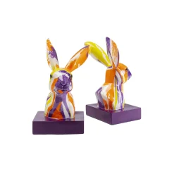 KARE Design Serre-livres Lapins Coulées De Peinture Set De 2 ^ Serrelivres