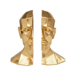KARE Design Serre-livres Visage Doré Set De 2 ^ Serrelivres