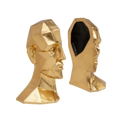 KARE Design Serre-livres Visage Doré Set De 2 ^ Serrelivres