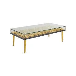 KARE Design Table Basse Fleurs Dorées 3D 120x60cm ^ Table Basse