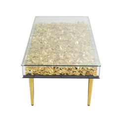 KARE Design Table Basse Fleurs Dorées 3D 120x60cm ^ Table Basse