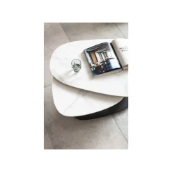 KARE Design Table Basse Franklin Effet Marbre Blanc ^ Table Basse