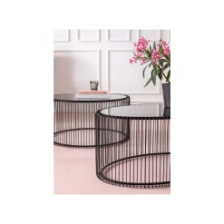 KARE Design Table Basse Ovale Wire 60x90cm Noire ^ Table Basse