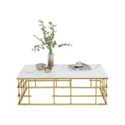KARE Design Table Basse Rome 130x70cm Blanc Et Or ^ Table Basse