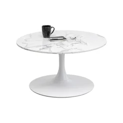 KARE Design Table Basse Schickeria Effet Marbre Blanc 80cm ^ Table Basse