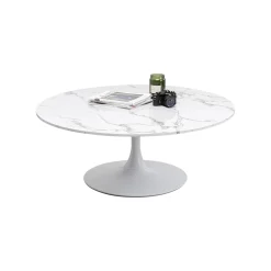 KARE Design Table Basse Schickeria Effet Marbre Blanc 110cm ^ Table Basse