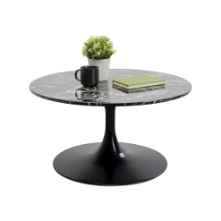 KARE Design Table Basse Schickeria Effet Marbre Noir 80cm ^ Table Basse