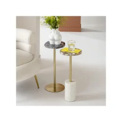 KARE Design Table D'appoint Agate Marbre Blanc 25cm ^ Table D'Appoint & De Chevet