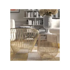 KARE Design Table D'appoint Beam Dorée Marbre Gris 43cm ^ Table D'Appoint & De Chevet