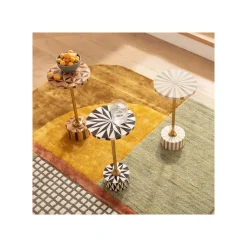 KARE Design Table D'appoint Domero Cirque 25cm Blanche Et Dorée ^ Table D'Appoint & De Chevet