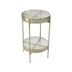 KARE Design Table D'appoint Ice Double 30cm Pieds Dorés ^ Table D'Appoint & De Chevet