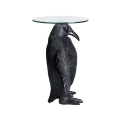 KARE Design Table D'appoint Pingouin Noir Plateau Verre ^ Table D'Appoint & De Chevet