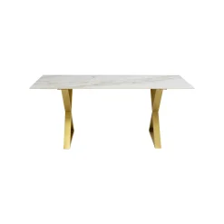 KARE Design Table Eternity Cross Blanche Et Dorée 180x90cm ^ Table