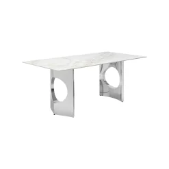 KARE Design Table Eternity Oho Blanche Et Chromée 180x90cm ^ Table