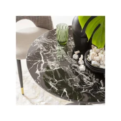KARE Design Table Schickeria 80cm Effet Marbre Noir ^ Table