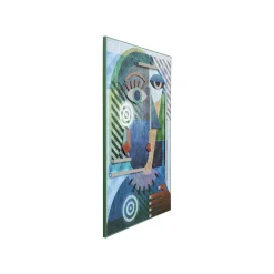 KARE Design Tableau Buste Géométrique Bleu 100x150cm ^ Tableau