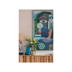 KARE Design Tableau Buste Géométrique Bleu 100x150cm ^ Tableau