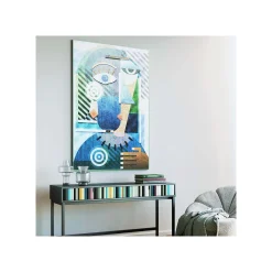KARE Design Tableau Buste Géométrique Bleu 100x150cm ^ Tableau