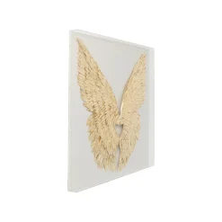 KARE Design Tableau 3D Ailes Blanches Et Dorées 120x120cm ^ Tableau