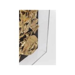 KARE Design Tableau 3D Feuilles Dorées 120x120cm ^ Tableau