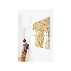 KARE Design Tableau 3D Fleurs Dorées 120x120cm ^ Tableau
