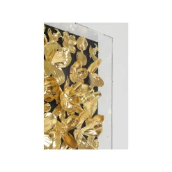 KARE Design Tableau 3D Fleurs Dorées 60x60cm ^ Tableau