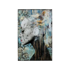 KARE Design Tableau En Verre Bleu Femme Profil Fleurs 100x150cm ^ Tableau