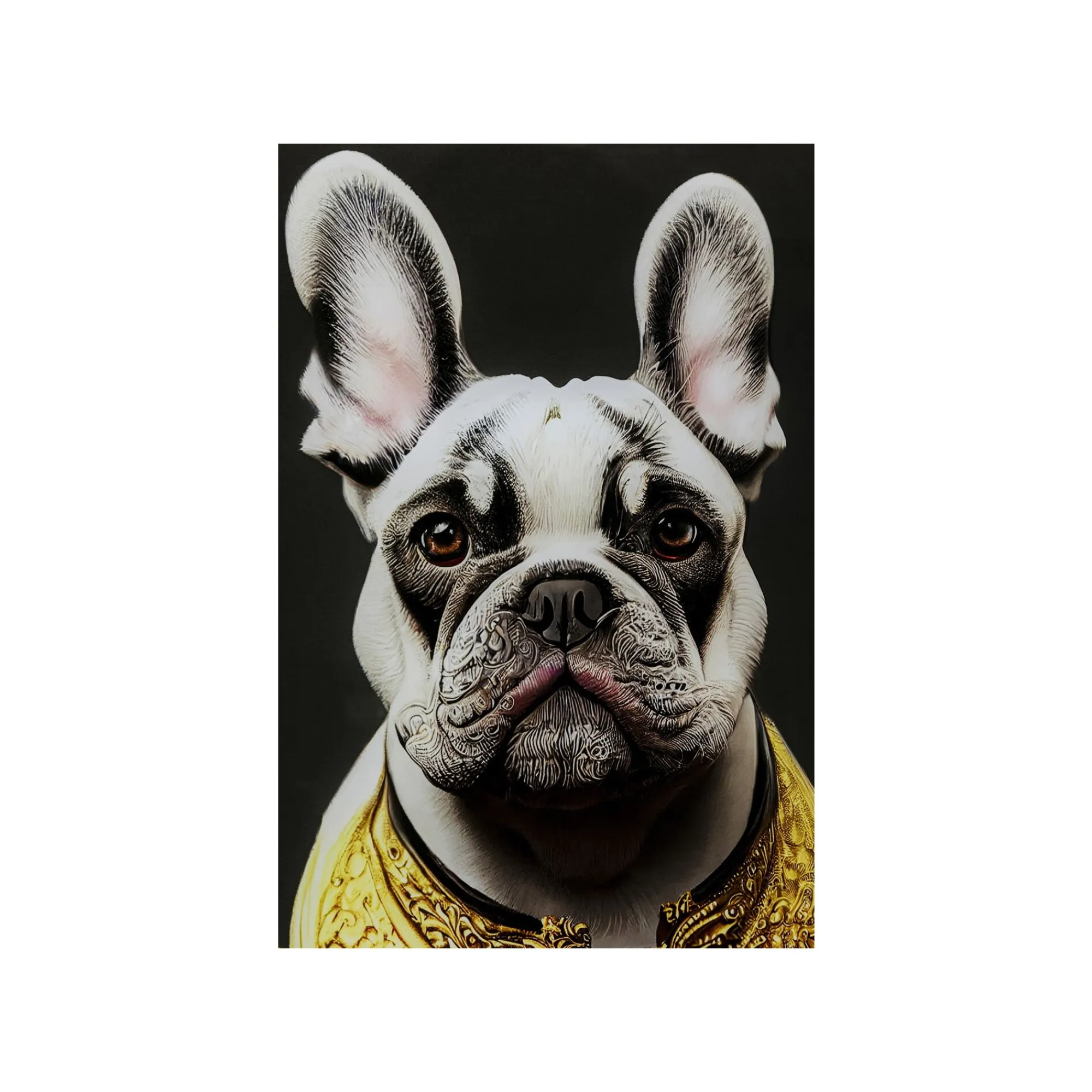 KARE Design Tableau En Verre Bouledogue Collier Doré 40x60cm ^ Tableau