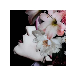 KARE Design Tableau En Verre Femme Fleurs Roses 80x120cm ^ Tableau