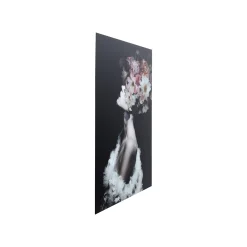 KARE Design Tableau En Verre Femme Fleurs Roses 80x120cm ^ Tableau