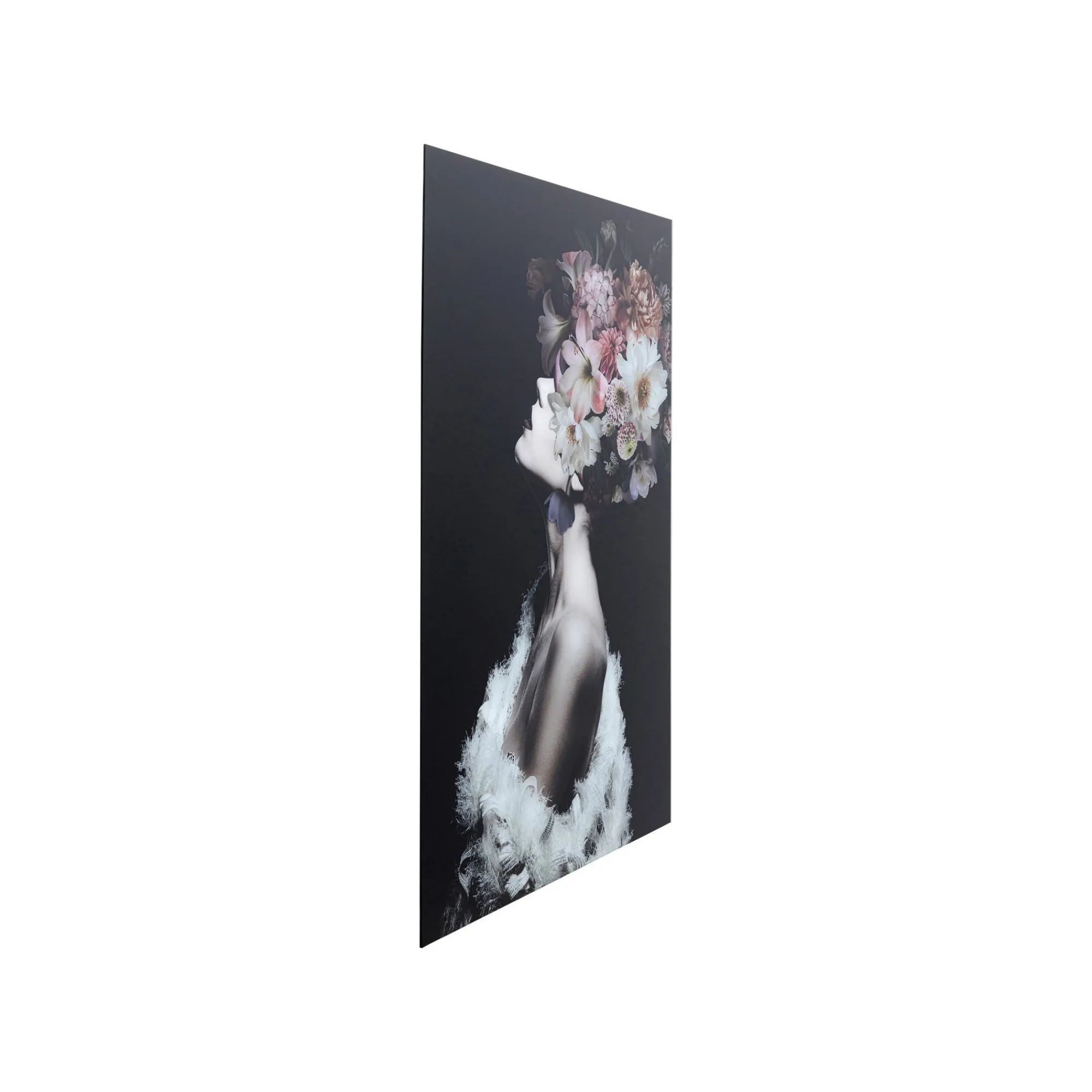 KARE Design Tableau En Verre Femme Fleurs Roses 80x120cm ^ Tableau