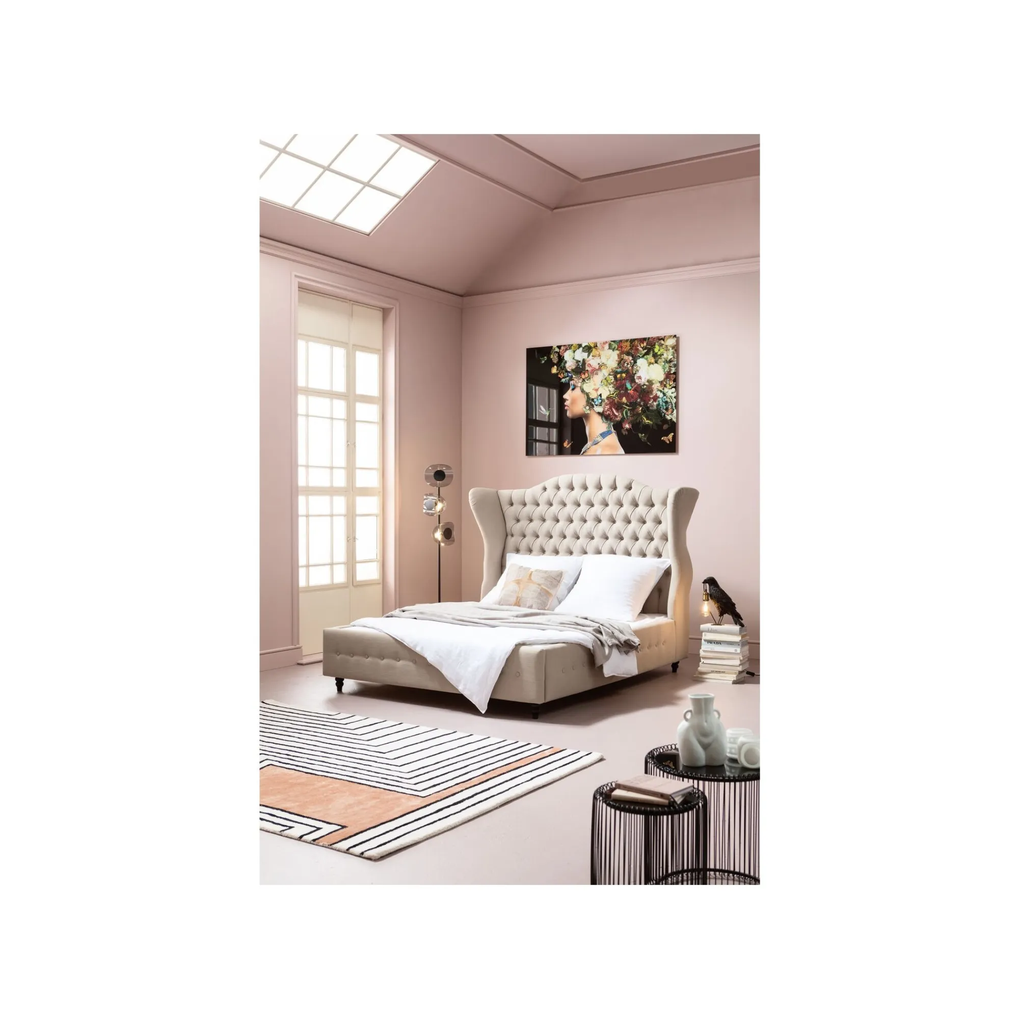 KARE Design Tableau En Verre Femme Fleurs Papillons Gauche 150x100cm ^ Tableau