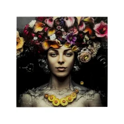 KARE Design Tableau En Verre Femme Fleurs Pastel ^ Tableau
