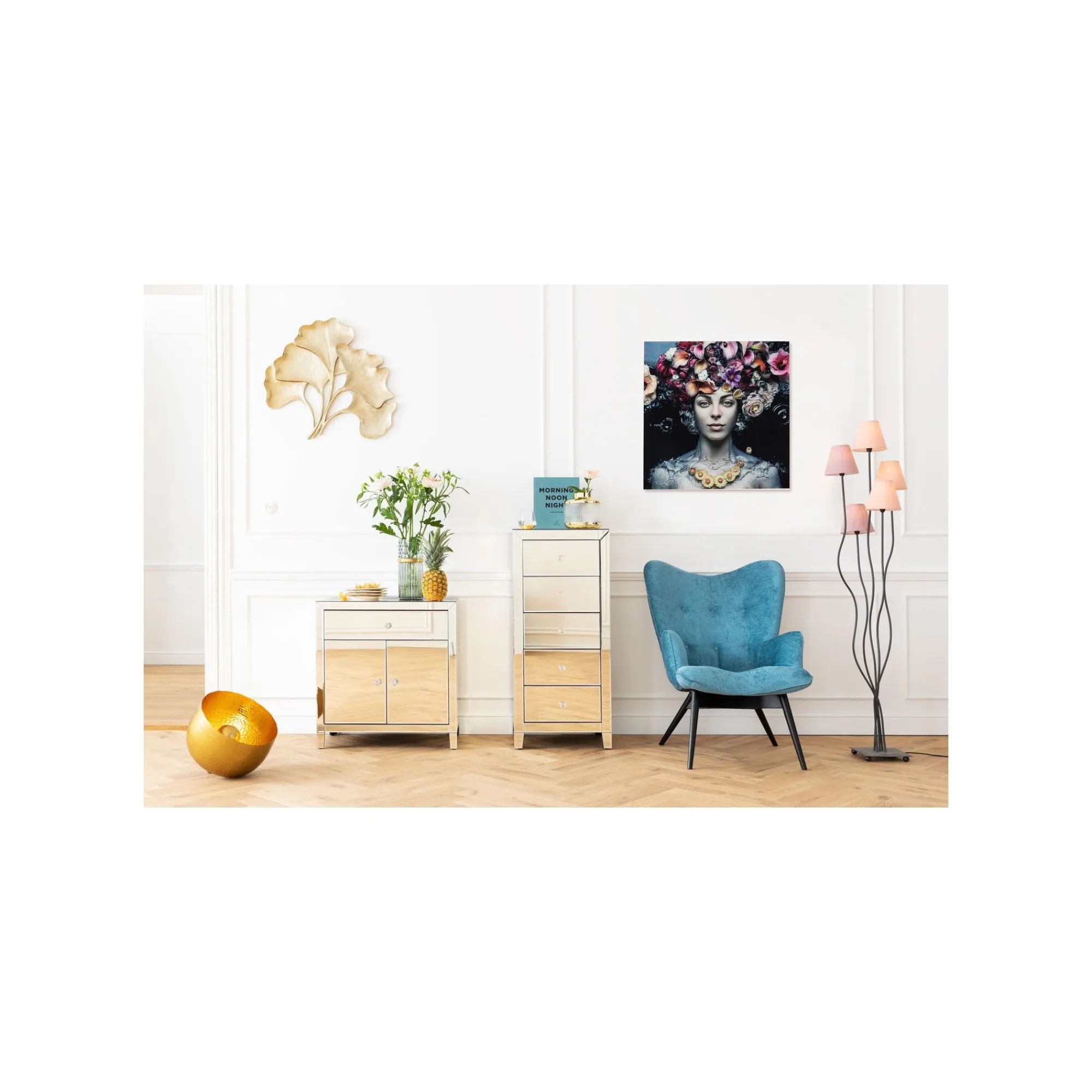 KARE Design Tableau En Verre Femme Fleurs Pastel ^ Tableau