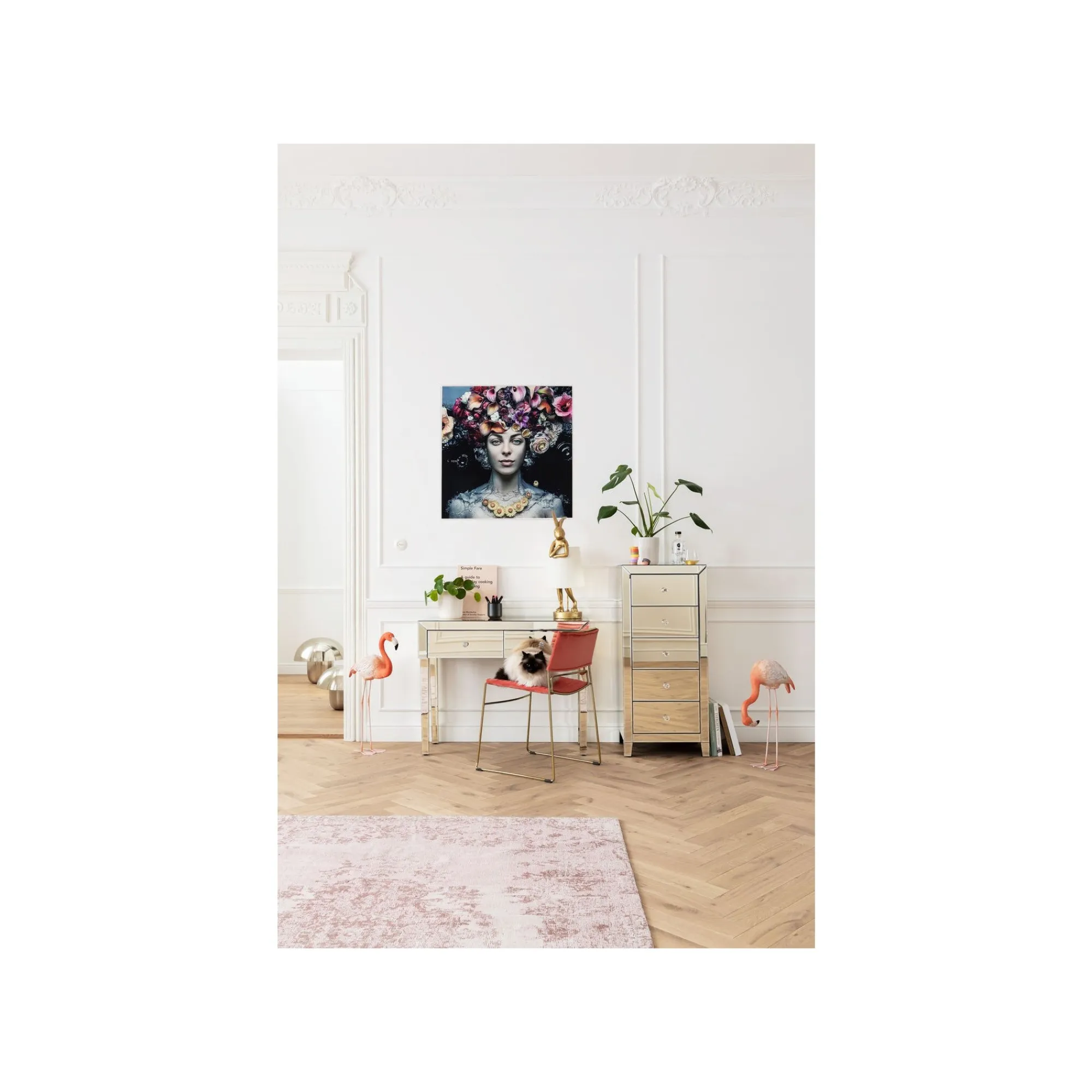 KARE Design Tableau En Verre Femme Fleurs Pastel ^ Tableau