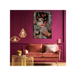 KARE Design Tableau En Verre Femme Papillons Effet Brisé 100x150cm ^ Tableau