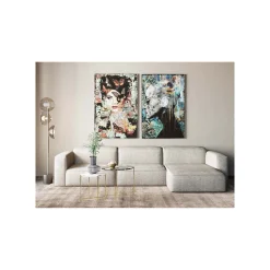 KARE Design Tableau En Verre Femme Papillons Effet Brisé 100x150cm ^ Tableau