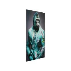 KARE Design Tableau En Verre Gorille Costume Bleu 60x90cm ^ Tableau