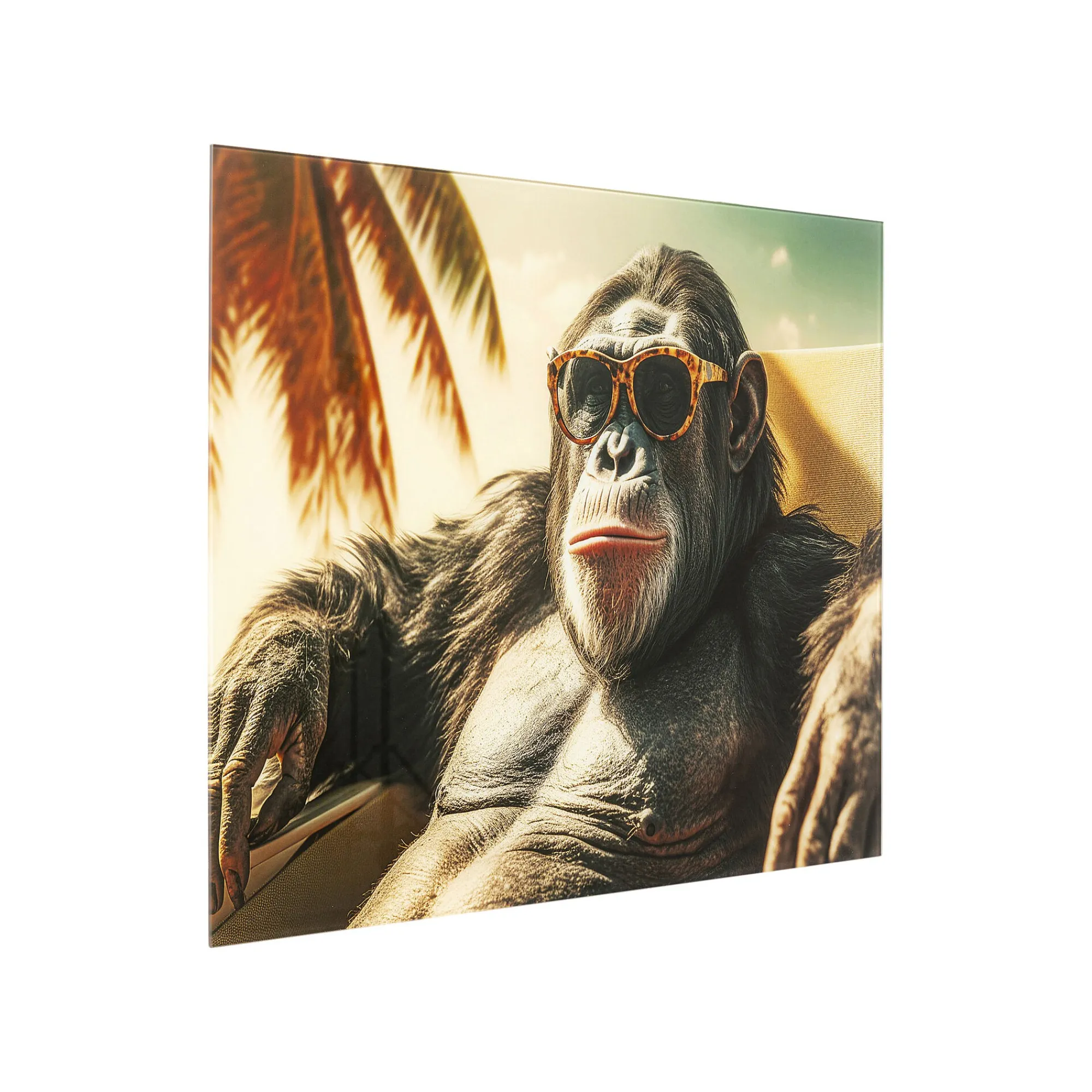 KARE Design Tableau En Verre Singe En Vacances 80x60cm ^ Tableau