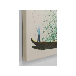 KARE Design Tableau Touched Fleurs Pirogue Beige Et Vert 80x100cm ^ Tableau
